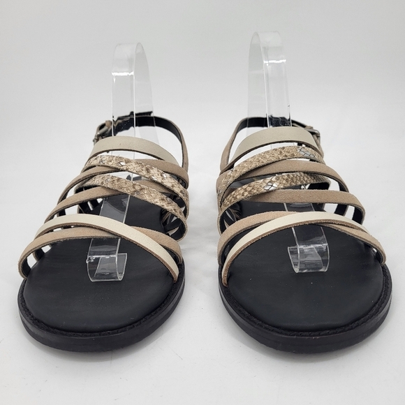 Clarks Karsea Leather Strappy Sandals Snakeskin Print Tan Black Size 8.5 - Picture 6 of 8